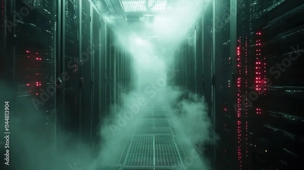 Obraz Foggy data center network rack 