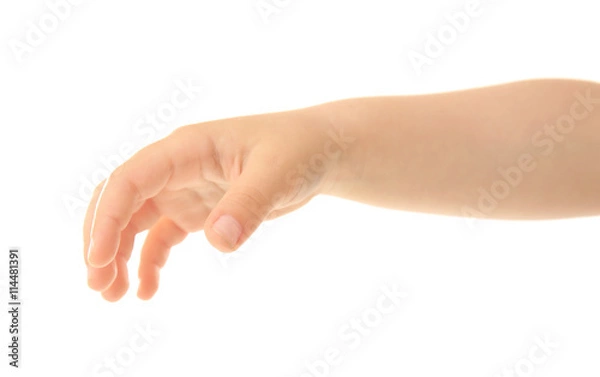Obraz Child's hand gesturing, isolated on white