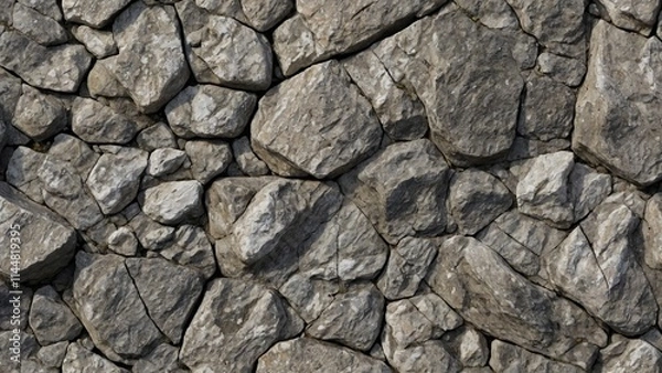 Fototapeta Detailed natural stone texture, rough surface, varying shades of gray and white, rugged and weathered look, small cracks and irregularities, photorealistic, seamless design, 4K resolution, perfect for