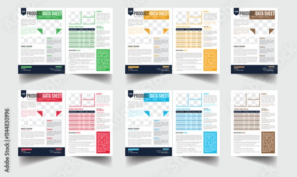 Obraz Technical Data Sheet layout template. Product Catalogue & modern a4 product catalog design template, Minimalist product brochure template design, A4 flyer, corporate flyer, business flyer, catalog