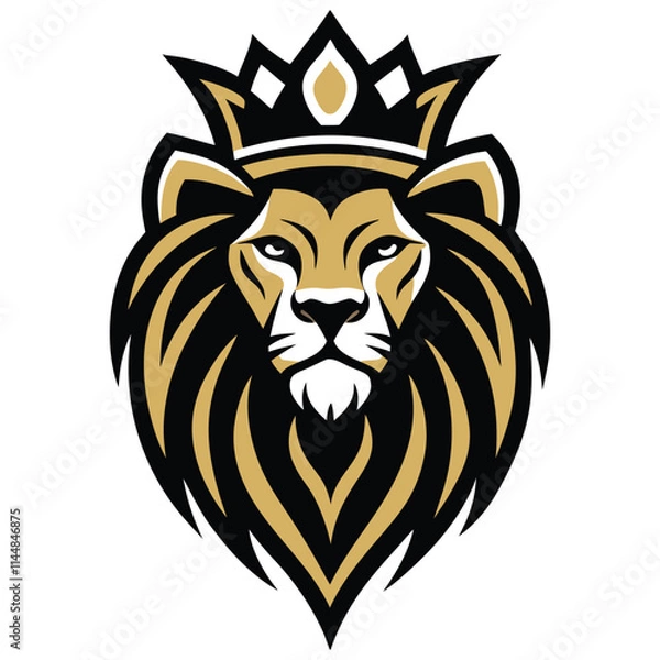 Fototapeta The Regal Beast Elegant Lion with Crown