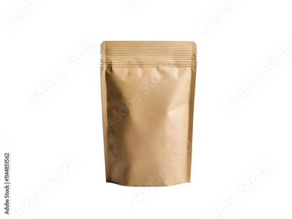 Fototapeta Clean kraft pouch isolated on transparent background.