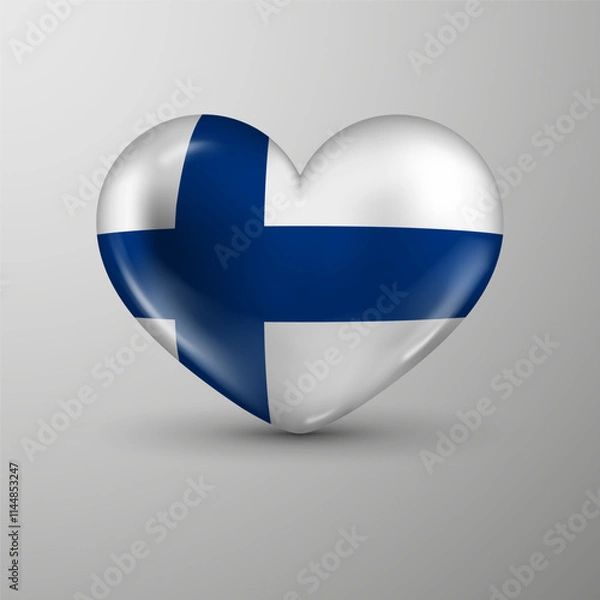 Fototapeta 3d heart background with flag of Finland. An element of impact for the use you want to make of it.
