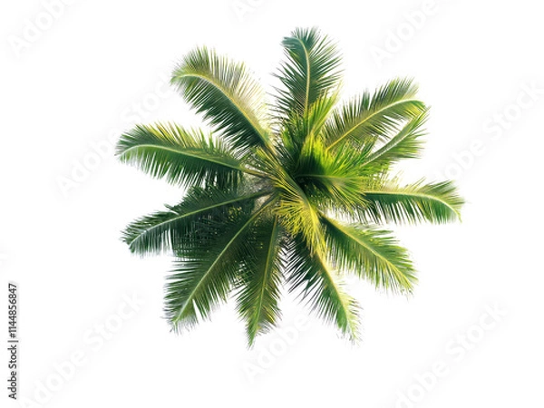 Fototapeta Top view palm tree isolated on transparent background.