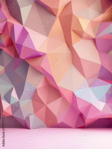 Fototapeta Abstract low-poly background with vibrant, interconnected shapes, 3d, shadow, futuristic