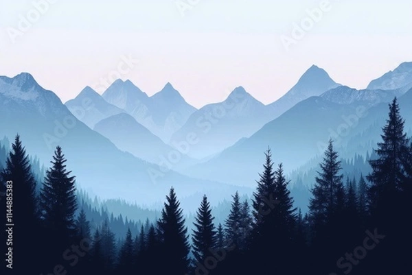Fototapeta Mountain Range with Trees