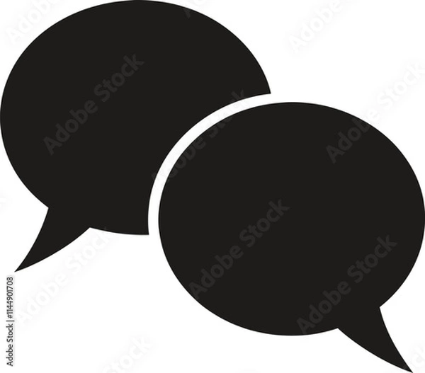 Fototapeta speech bubbles, vector, illustration, silhouette, design, graphic, communication, dialogue, minimal, interaction, abstract, symbol, logo, conversation, text, overlap, chat, speech, vector art, outline