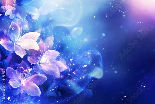 Obraz Flowers in blue background with copy space