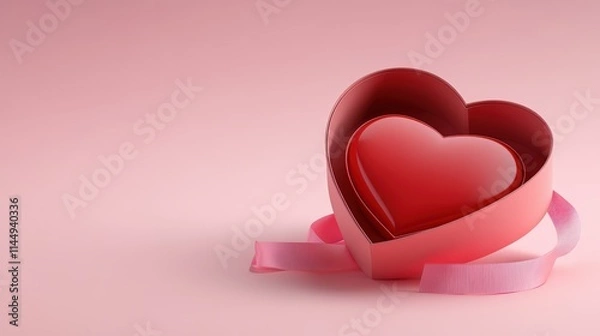 Obraz Valentine's Day Gift: Red Heart Inside Heart-Shaped Box