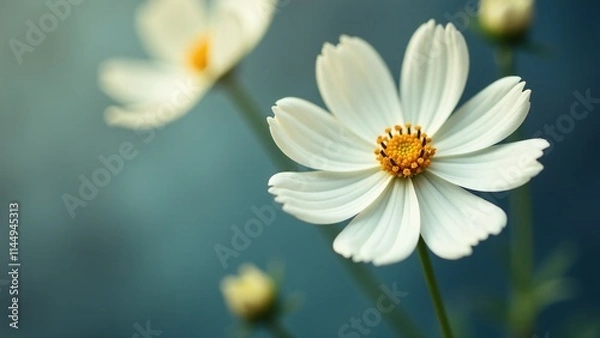 Fototapeta delicate cosmos flowers soft focus muted color palette