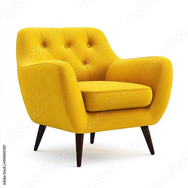 Fototapeta Modern Yellow Armchair with Vibrant Upholstery and Retro Charm to Enhance Your Home’s Aesthetic Appeal