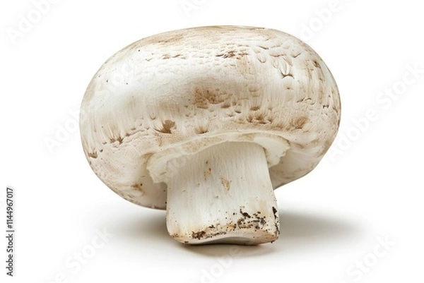 Fototapeta White Mushroom. Isolated Champignon on White Background, Healthy and Tasty Ingredient