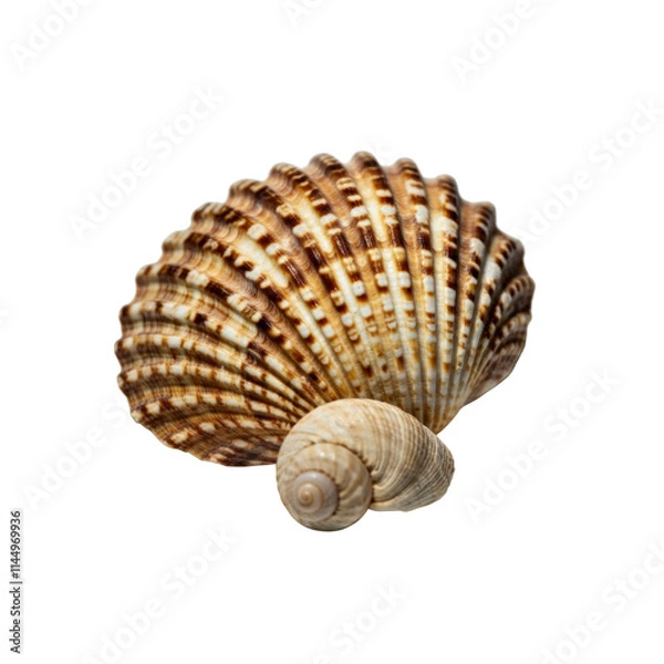 Obraz Seashell Close-Up: Brown and White Striped Pattern