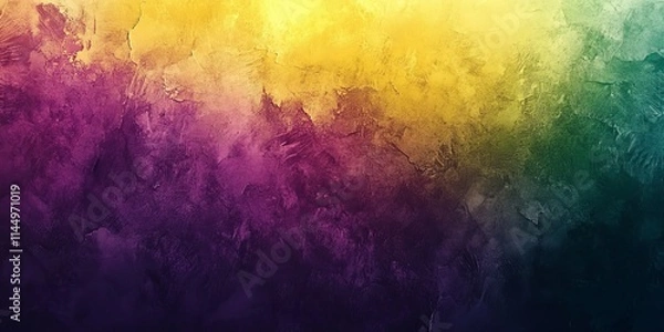 Fototapeta Abstract purple green yellow grainy gradient background dark retro poster header banner backdrop design, Generative AI