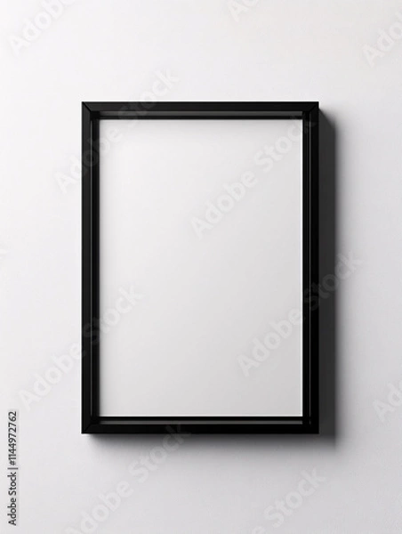 Obraz Minimalist black frame exudes elegance against a pristine white background, inviting creative expression in a simple composition