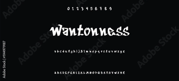 Obraz Cool street art font dynamic graffiti font for modern bold marker logo, spirited expressive headline, youth urban vibe. Art typographic design. Vector typeset