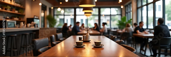 Fototapeta Blending lines blur traditional coffee shops with coworking spaces that offer flexible work environments for members._00002_