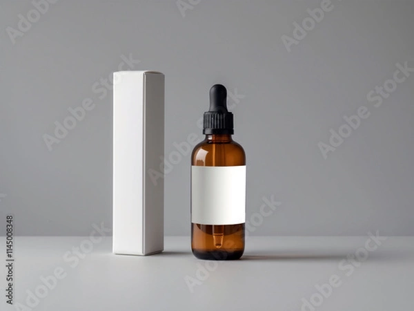 Fototapeta 3D render of a dropper bottle featuring a blank label.