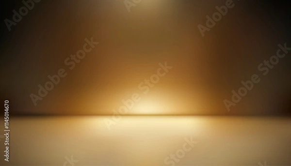 Obraz Studio dark gold gradient background with lights shiny abstract pattern, modern and luxury empty room interior for premium product display lighting. Art & Illustration.