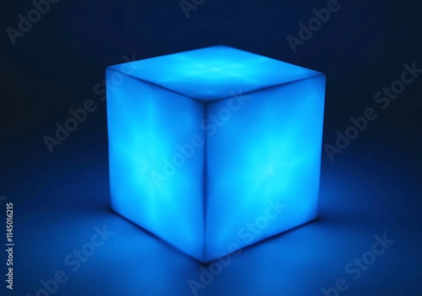 Fototapeta glowing blue cube unique futuristic decorative box design element modern
