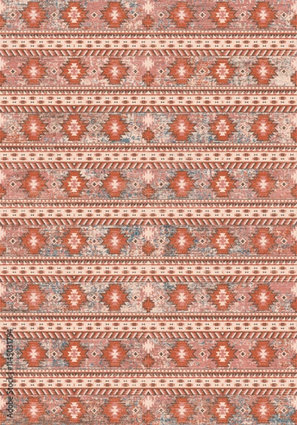 Fototapeta Ethic Kilim Motifs Pattern Design Rug Print Carpet