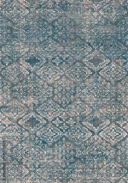 Fototapeta Ethnic damask vintage tiles  pattern texture design print rug carpet