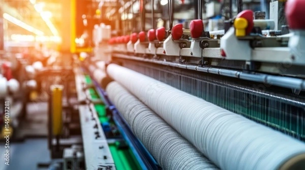 Fototapeta Automated Textile Manufacturing Process in a Modern Factory