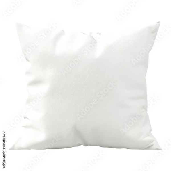 Fototapeta Square pillow mock-up featuring gentle creases, ideal for showcasing designs, transparent background for versatile usage