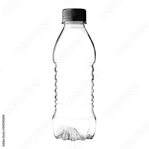 Fototapeta Clear water bottle design featuring a screw cap, ideal for branding and product presentations, versatile PNG format with transparent background