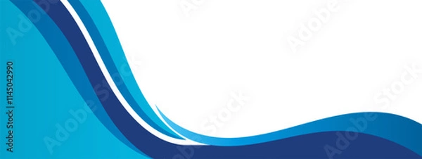 Fototapeta Clean and modern abstract background with dynamic blue curved lines.