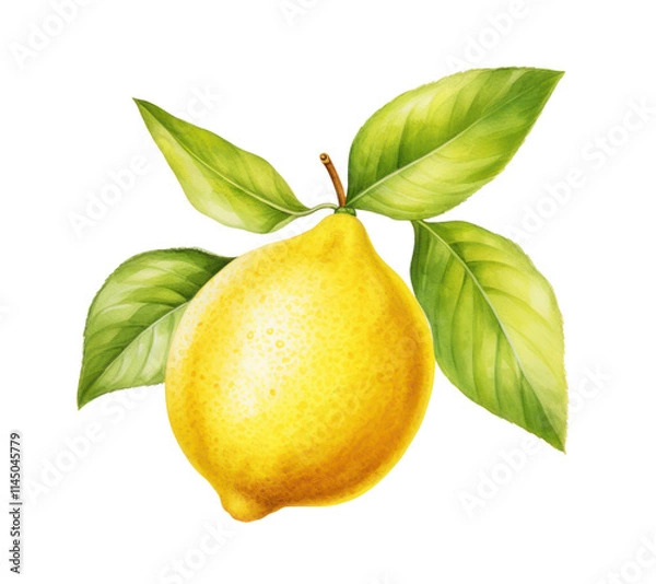 Fototapeta Watercolor drawing of lemon on transparent background in PNG format, perfect for creative design