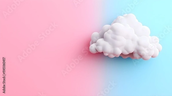 Fototapeta Soft White Cloud on Pink and Blue Background for Creative Concepts