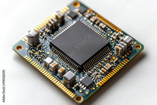 Fototapeta CPU processor microchip on white background