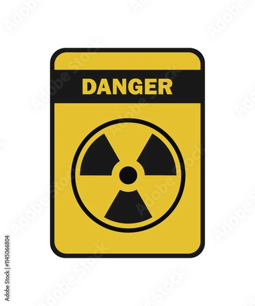 Fototapeta Radioactive material warning icon in flat style. Vector illustration of yellow color radiation hazard on isolated background. Caution sign business concept.