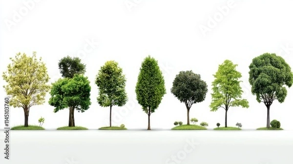 Fototapeta Showcasing a variety of shade trees in two rows a visual guide to standard tree types in natural landscapes