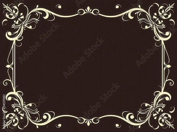 Fototapeta An elegant and classic invitation frame design featuring intricate florals and swirls in a vector format, frame, elegant