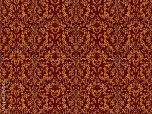 Fototapeta Intricately designed damask seamless pattern with floral motifs and symmetrical shapes, elegant, textile