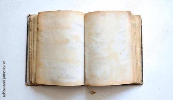 Fototapeta Open old book on white background top view