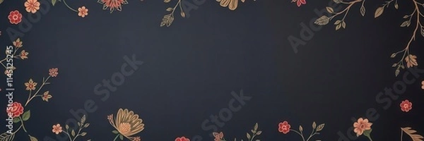 Obraz Seamless charcoal small floral elements wallpaper design for interior decor, textile, backgrounds, and wrapping paper, elements, wallpaper, textile