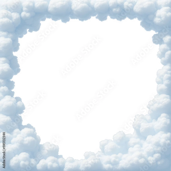 Fototapeta White cloud border frame photo with a transparent background.