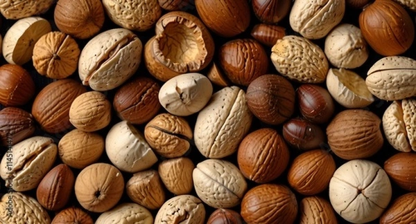 Fototapeta Various nuts background to view