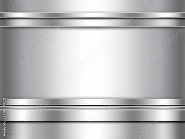 Obraz Abstract metal background with a smooth, reflective surface and geometric patterns, perfect for industrial or modern design projects, silver, steel, decoration