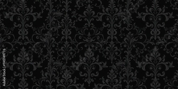 Obraz Dark and elegant seamless gothic damask wallpaper design, pattern, background