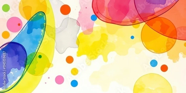 Fototapeta Vibrant abstract watercolor painting with bold colors and organic shapes on textured paper, texture, paper