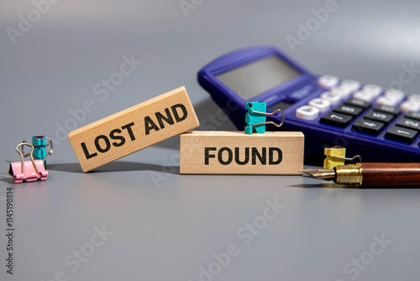 Fototapeta lost found text on an open notepad against the background of money