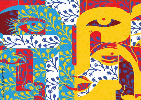 Fototapeta Mask etnic. Native decoration fabric. Vector tidy tribe banners set