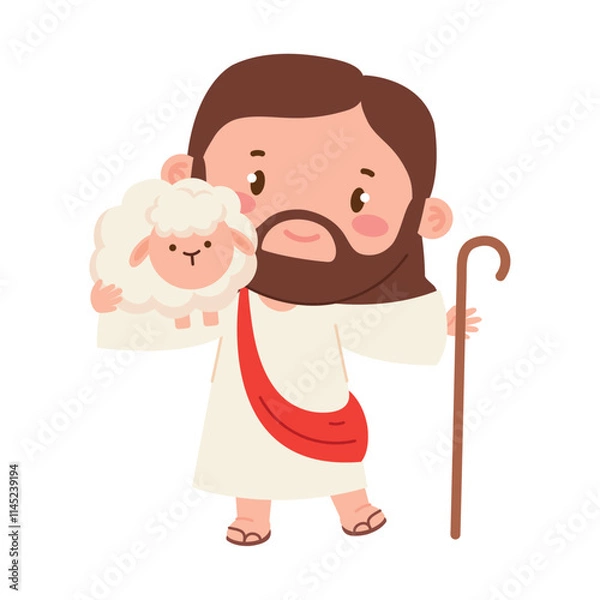 Obraz cute jesus with lamb