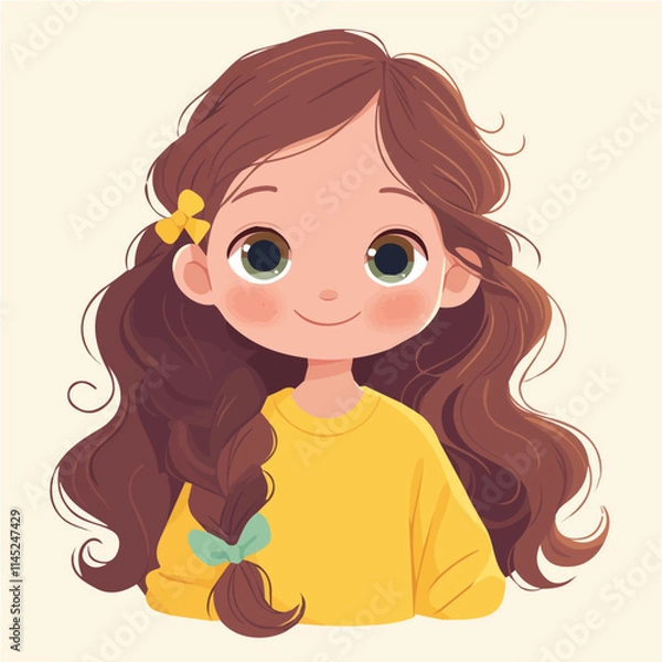 Obraz She_has_Loose_Tousled_Waves_hairstyle_Flat_2D_cute
