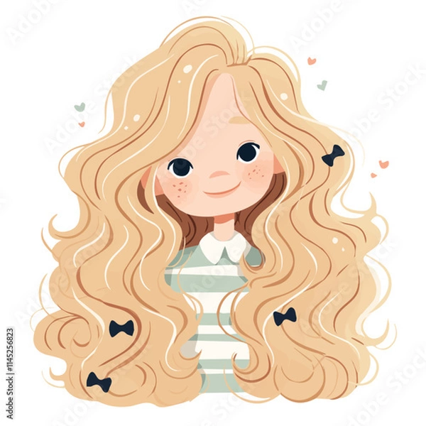 Obraz Wavy with Layers Hairstyle – A Stylish and Elegant Vector Illustration for Hair Design and Beauty
