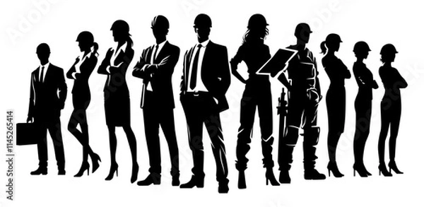 Fototapeta Silhouette group of leader vector. Design concept for poster, business advertising, backdrop, banner. Eps 10